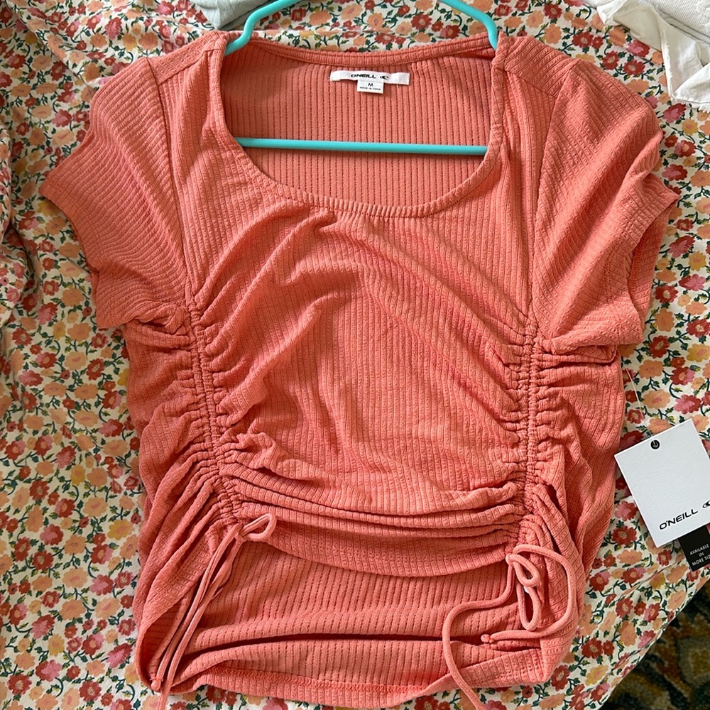 Coral ruched O’Neill brand top, size medium